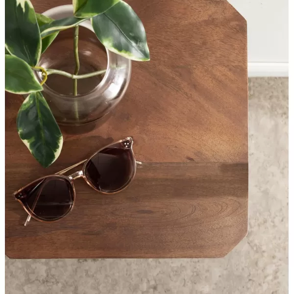 Kate and Laurel Talcott Modern Square Wood Drink Table 12 x 12 x 28 Walnut Brown Transitional Decorative TwoTier Pedestal Table for Use as Plant Stand Indoors or Living Room Accent TableWalnut Brown