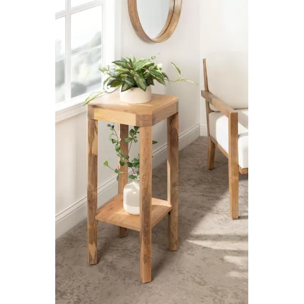 Kate and Laurel Talcott Modern Square Wood Drink Table 12 x 12 x 28 Walnut Brown Transitional Decorative TwoTier Pedestal Table for Use as Plant Stand Indoors or Living Room Accent TableNatural