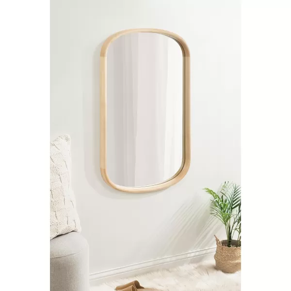 Kate and Laurel Talma Arched Oval Wall Mirror 24 x 36 Dark Walnut Transitional Capsule Mirror with Solid Poplar Wood Frame and Rounded Frame ProfileNatural