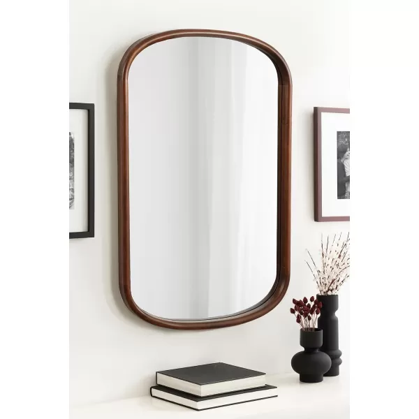 Kate and Laurel Talma Arched Oval Wall Mirror 24 x 36 Dark Walnut Transitional Capsule Mirror with Solid Poplar Wood Frame and Rounded Frame ProfileWalnut Brown