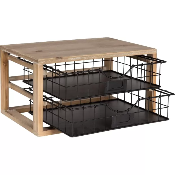 Kate and Laurel Tanner Rustic Wood and Metal Desktop Drawer Organizer Letter Tray