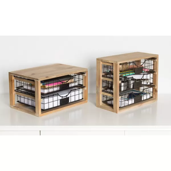Kate and Laurel Tanner Rustic Wood and Metal Desktop Drawer Organizer Letter Tray