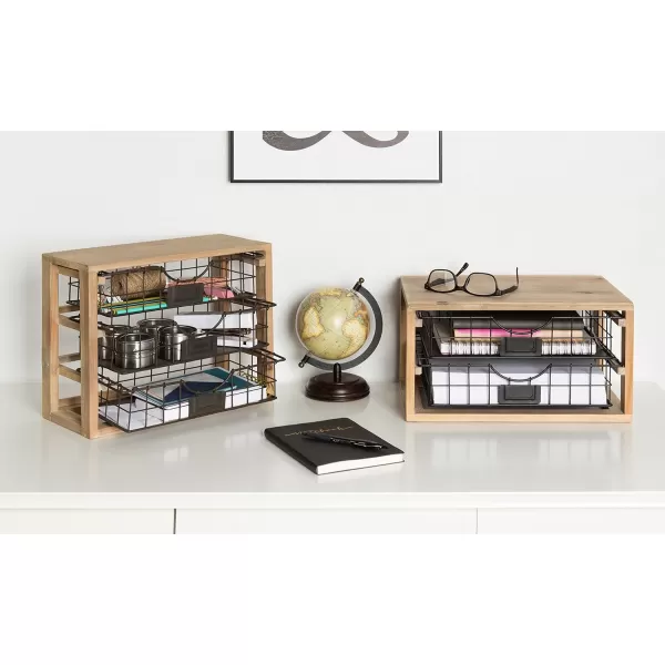 Kate and Laurel Tanner Rustic Wood and Metal Desktop Drawer Organizer Letter Tray