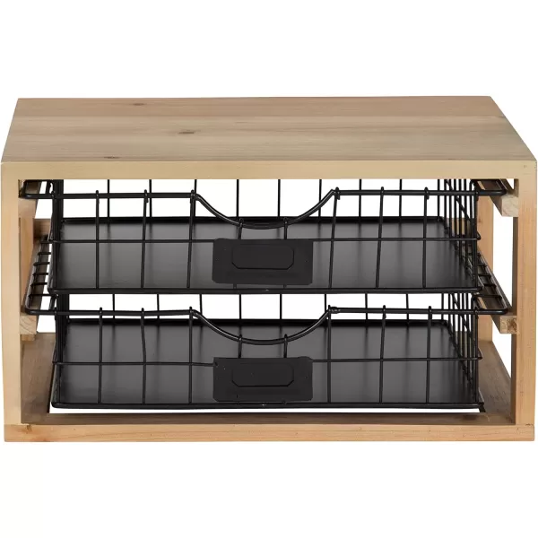 Kate and Laurel Tanner Rustic Wood and Metal Desktop Drawer Organizer Letter Tray