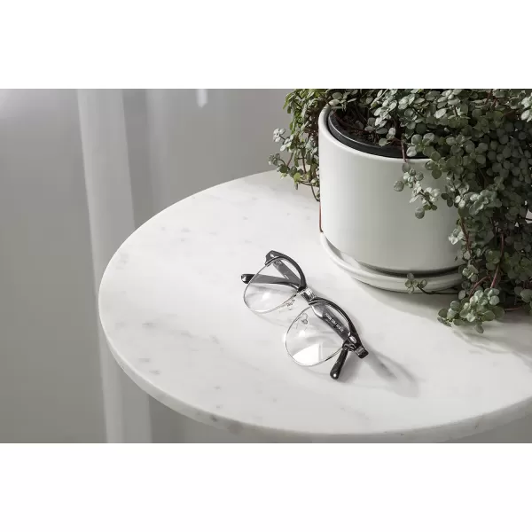 Kate and Laurel Tira Elegant Round Side Table 14 x 24 Black Agate and Gold Modern Glam Circular End Table with OneofaKind Natural Stone TabletopSilverWhite Marble