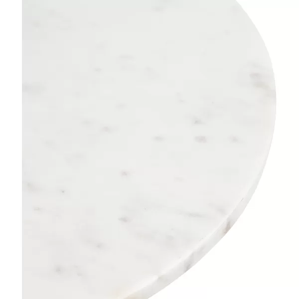 Kate and Laurel Tira Elegant Round Side Table 14 x 24 Black Agate and Gold Modern Glam Circular End Table with OneofaKind Natural Stone TabletopSilverWhite Marble
