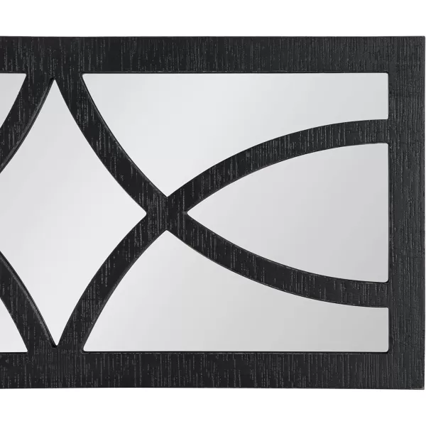 Kate and Laurel Tolland Decorative Wooden Panel Wall Mirror 12quot x 48quot Soft White Rustic Windowpane Accent PieceBlack