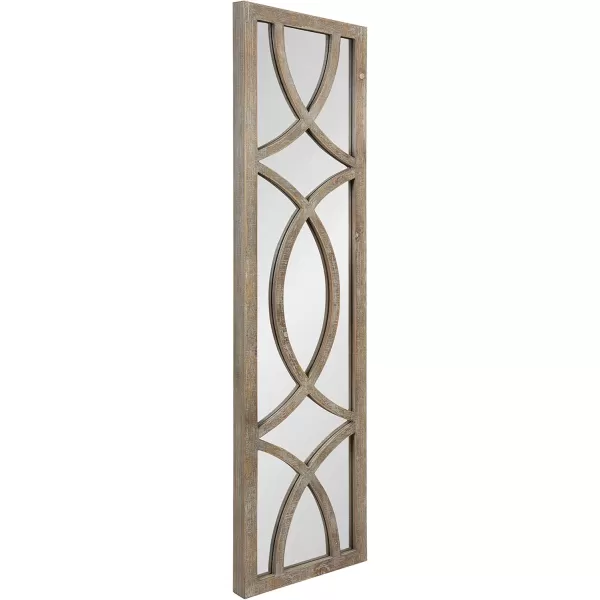 Kate and Laurel Tolland Decorative Wooden Panel Wall Mirror 12quot x 48quot Soft White Rustic Windowpane Accent PieceBrown