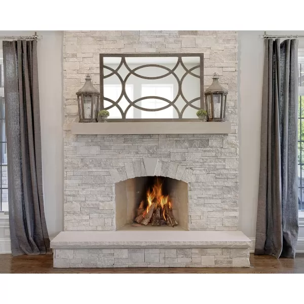 Kate and Laurel Tolland Decorative Wooden Panel Wall Mirror 12quot x 48quot Soft White Rustic Windowpane Accent PieceRustic Brown