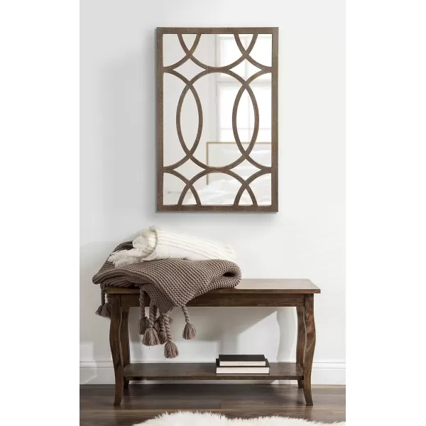 Kate and Laurel Tolland Decorative Wooden Panel Wall Mirror 12quot x 48quot Soft White Rustic Windowpane Accent PieceRustic Brown