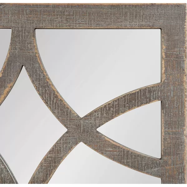 Kate and Laurel Tolland Decorative Wooden Panel Wall Mirror 12quot x 48quot Soft White Rustic Windowpane Accent PieceRustic Brown