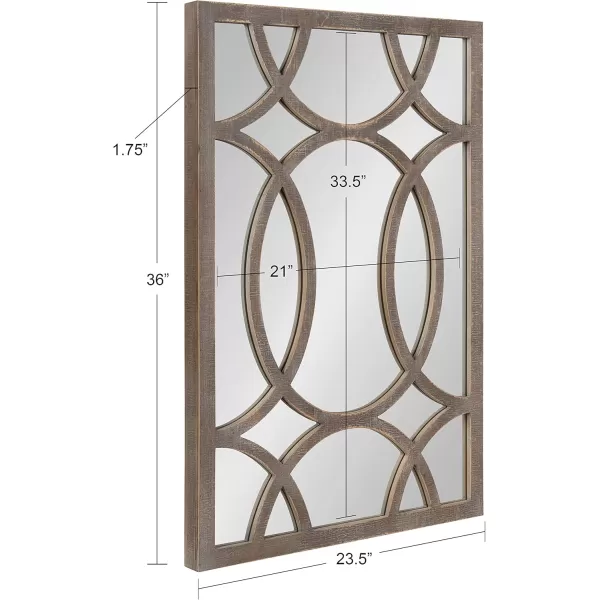 Kate and Laurel Tolland Decorative Wooden Panel Wall Mirror 12quot x 48quot Soft White Rustic Windowpane Accent PieceRustic Brown