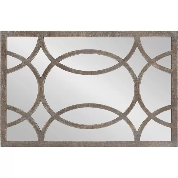 Kate and Laurel Tolland Decorative Wooden Panel Wall Mirror 12quot x 48quot Soft White Rustic Windowpane Accent PieceRustic Brown