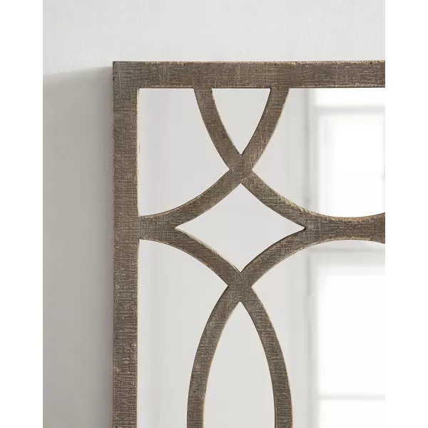 Kate and Laurel Tolland Decorative Wooden Panel Wall Mirror 12quot x 48quot Soft White Rustic Windowpane Accent PieceRustic Brown