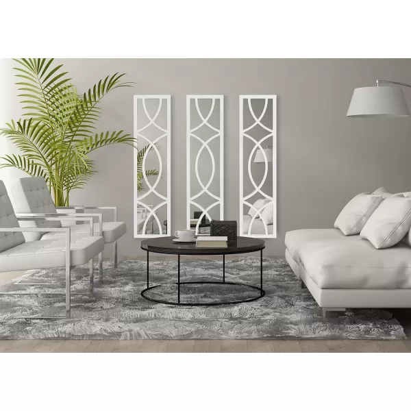 Kate and Laurel Tolland Decorative Wooden Panel Wall Mirror 12quot x 48quot Soft White Rustic Windowpane Accent PieceWhite