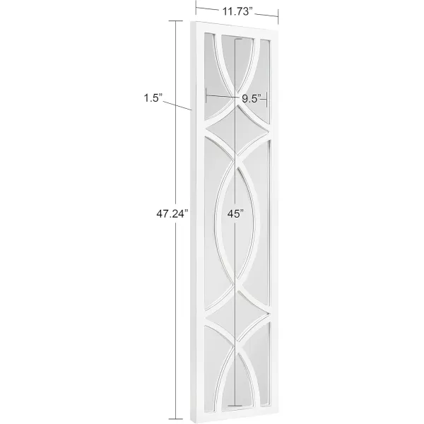 Kate and Laurel Tolland Decorative Wooden Panel Wall Mirror 12quot x 48quot Soft White Rustic Windowpane Accent PieceWhite