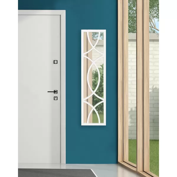 Kate and Laurel Tolland Decorative Wooden Panel Wall Mirror 12quot x 48quot Soft White Rustic Windowpane Accent PieceWhite