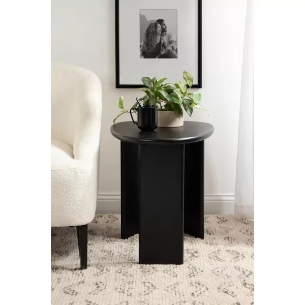 Kate and Laurel Tortola Transitional Pebble End Use as Bedroom Nightstand or Living Room Accent Table 22x18x20 Walnut BrownBlack