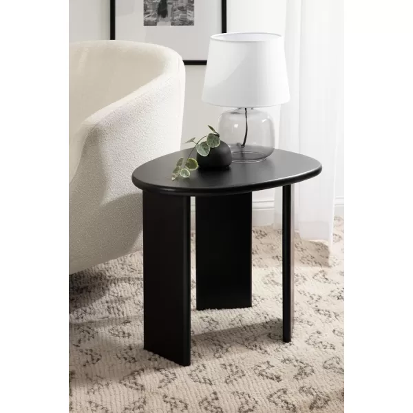 Kate and Laurel Tortola Transitional Pebble End Use as Bedroom Nightstand or Living Room Accent Table 22x18x20 Walnut BrownBlack