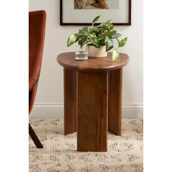 Kate and Laurel Tortola Transitional Pebble End Use as Bedroom Nightstand or Living Room Accent Table 22x18x20 Walnut BrownWalnut Brown