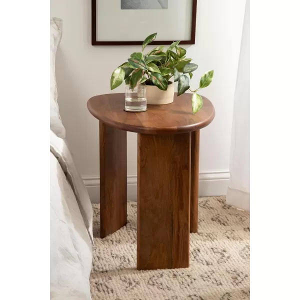 Kate and Laurel Tortola Transitional Pebble End Use as Bedroom Nightstand or Living Room Accent Table 22x18x20 Walnut BrownWalnut Brown