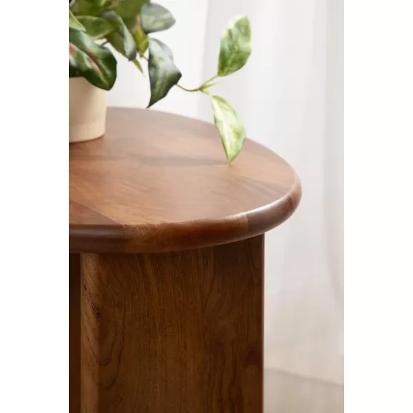 Kate and Laurel Tortola Transitional Pebble End Use as Bedroom Nightstand or Living Room Accent Table 22x18x20 Walnut BrownWalnut Brown