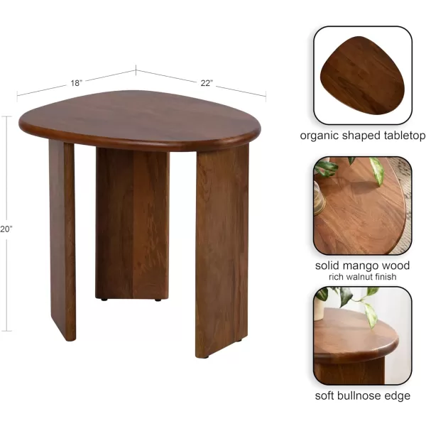 Kate and Laurel Tortola Transitional Pebble End Use as Bedroom Nightstand or Living Room Accent Table 22x18x20 Walnut BrownWalnut Brown