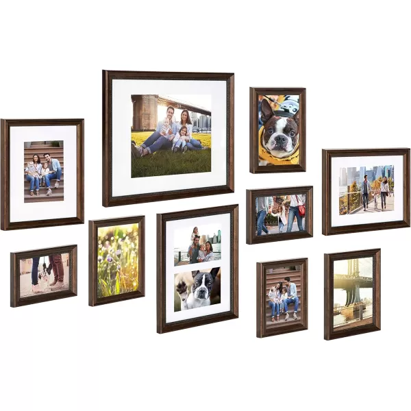 Kate and Laurel Traditional Wall Picture Frame Set Set of 10 Varying Sizes Bronze Traditional Glam Frame Collection for Wall