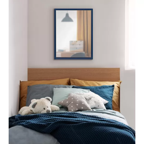 Kate and Laurel Travis Modern Wall Mirror 18 x 24 Navy Blue Transitional Rectangle Mirror for Wall