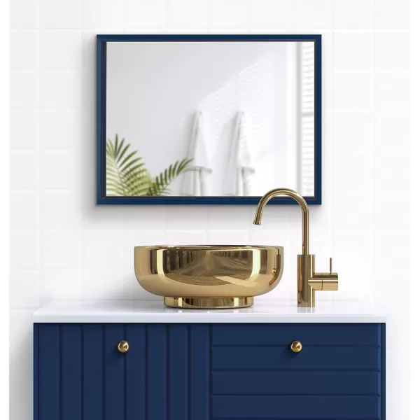 Kate and Laurel Travis Modern Wall Mirror 18 x 24 Navy Blue Transitional Rectangle Mirror for Wall