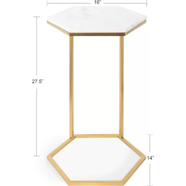 Kate and Laurel Trillion Modern CTable 16 x 16 x 28 Gold Chic Marble End Table with Geometric Top