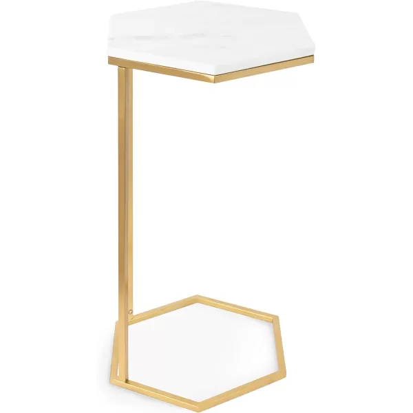 Kate and Laurel Trillion Modern CTable 16 x 16 x 28 Gold Chic Marble End Table with Geometric Top