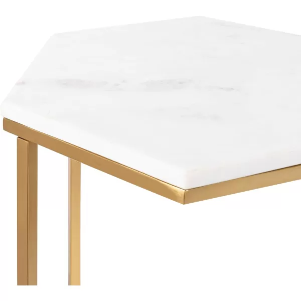 Kate and Laurel Trillion Modern CTable 16 x 16 x 28 Gold Chic Marble End Table with Geometric Top