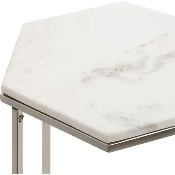 Kate and Laurel Trillion Modern Chic Marble Accent End Table with Hexagon Top 16 x 14 x 28 Silver