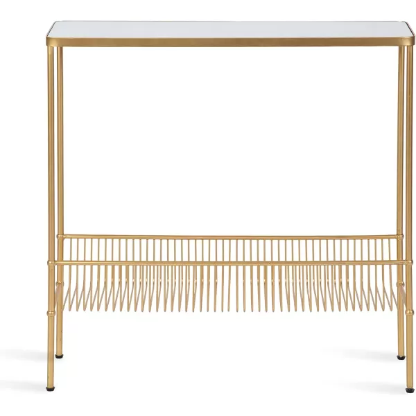 Kate and Laurel Trubey Narrow Elegant Console Table 30 x 30 x 10 Modern Glam Slim Entryway Table with Bottom Wire Storage Rack and Mirrored Tabletop