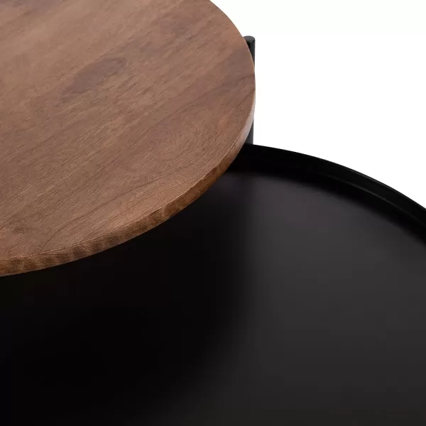 Kate and Laurel Ulani Modern Nesting Side Table Set of 2 Black and Gold Sophisticated Glam End Tables for Storage and DisplayBrownBlack
