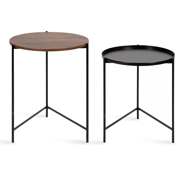 Kate and Laurel Ulani Modern Nesting Side Table Set of 2 Black and Gold Sophisticated Glam End Tables for Storage and DisplayBrownBlack