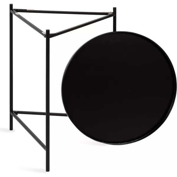Kate and Laurel Ulani Modern Nesting Side Table Set of 2 Black and Gold Sophisticated Glam End Tables for Storage and DisplayBrownBlack