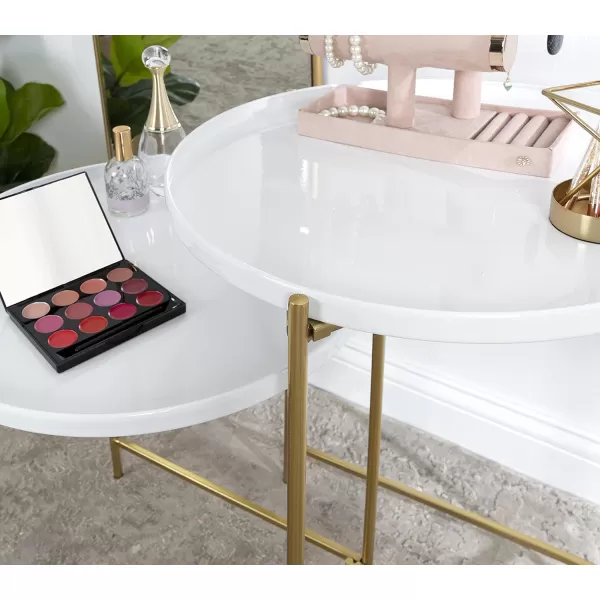 Kate and Laurel Ulani Modern Nesting Side Table Set of 2 Black and Gold Sophisticated Glam End Tables for Storage and DisplayWhiteGold
