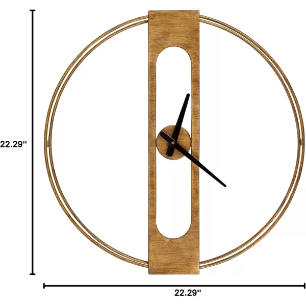 Kate and Laurel Urgo Numberless Modern Metal Wall Clock Gold Finish with Black HandsGold
