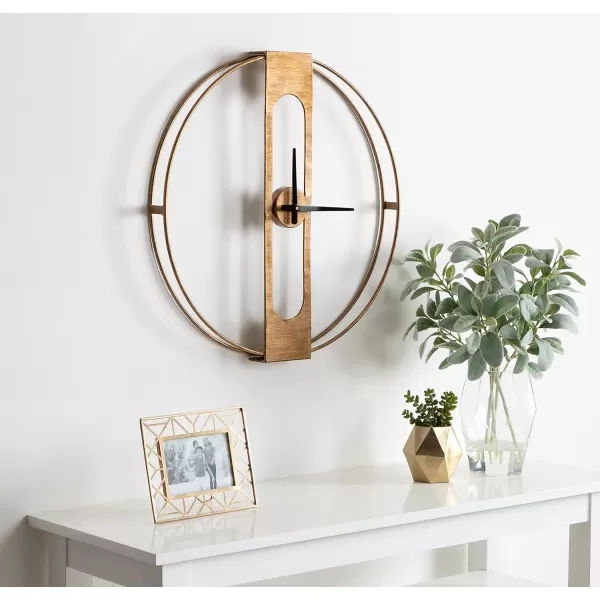 Kate and Laurel Urgo Numberless Modern Metal Wall Clock Gold Finish with Black HandsGold