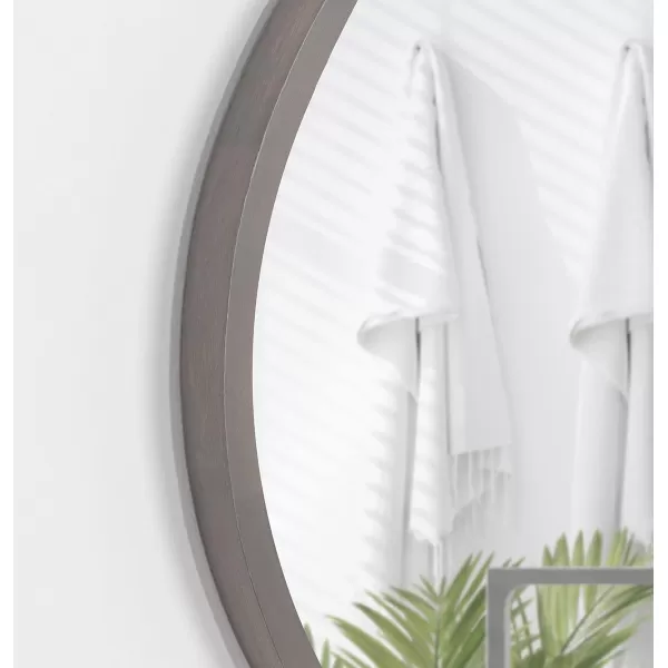 Kate and Laurel Valenti Farmhouse Round Wall Mirror 28 Inch Diameter Gray Decorative Circle MirrorGrey
