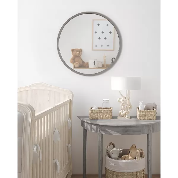 Kate and Laurel Valenti Farmhouse Round Wall Mirror 28 Inch Diameter Gray Decorative Circle MirrorGrey