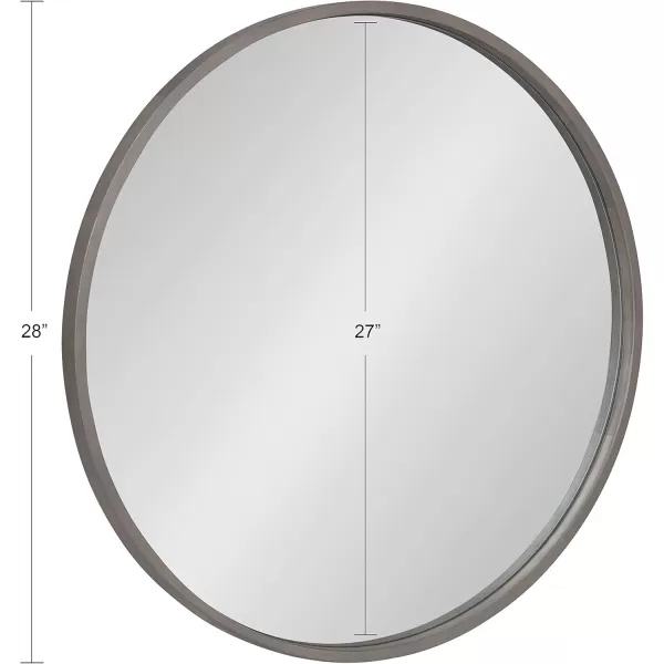 Kate and Laurel Valenti Farmhouse Round Wall Mirror 28 Inch Diameter Gray Decorative Circle MirrorGrey