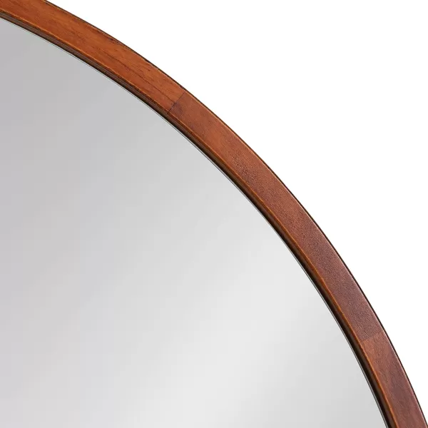 Kate and Laurel Valenti Farmhouse Round Wall Mirror 28 Inch Diameter Gray Decorative Circle MirrorWalnut Brown