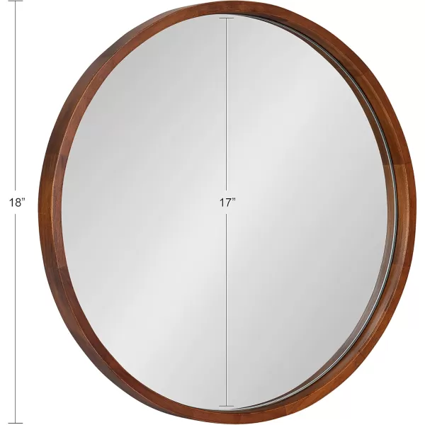 Kate and Laurel Valenti Farmhouse Round Wall Mirror 28 Inch Diameter Gray Decorative Circle MirrorWalnut Brown