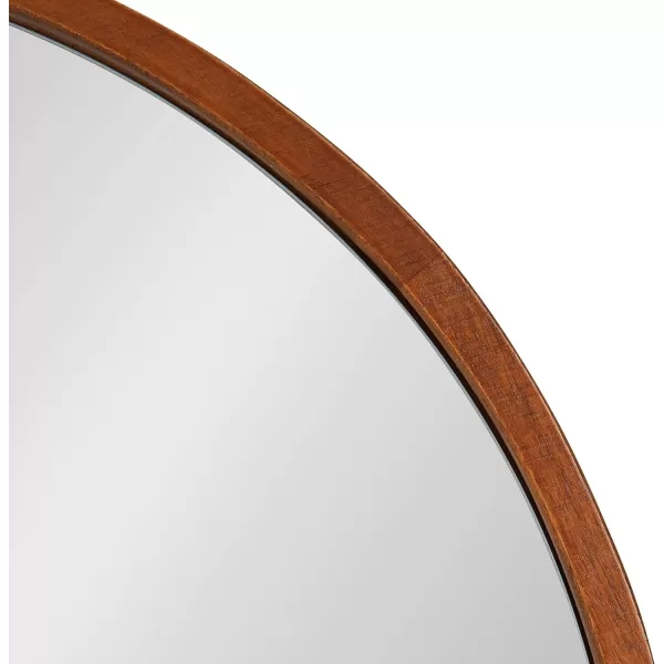 Kate and Laurel Valenti Farmhouse Round Wall Mirror 28 Inch Diameter Gray Decorative Circle MirrorWalnut Brown