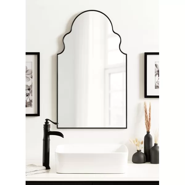 Kate and Laurel Vania Moroccan Arch Decorative Wall Mirror 20 x 34 Gold Modern Arched Scalloped Boho Mirror with Large Size for Stunning Home DecorBlack