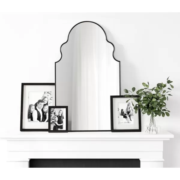 Kate and Laurel Vania Moroccan Arch Decorative Wall Mirror 20 x 34 Gold Modern Arched Scalloped Boho Mirror with Large Size for Stunning Home DecorBlack