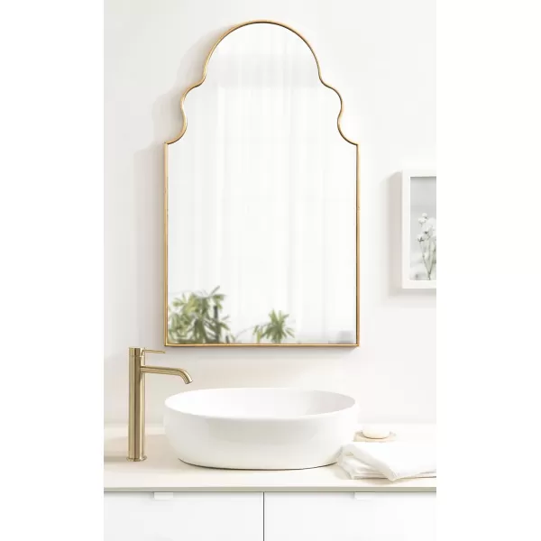 Kate and Laurel Vania Moroccan Arch Decorative Wall Mirror 20 x 34 Gold Modern Arched Scalloped Boho Mirror with Large Size for Stunning Home DecorGold